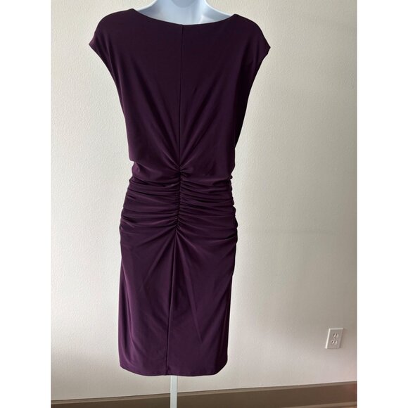 Lauren Ralph Lauren Dress 12 Ruched Draped Sheath V-Neck Cocktail Quiet Luxury - Picture 11 of 16